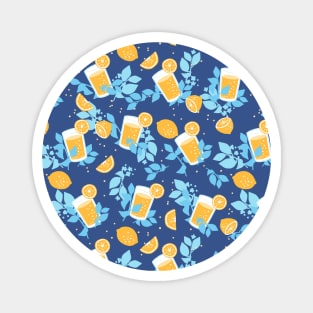 Lemon and Lemonade Blue Pattern Magnet